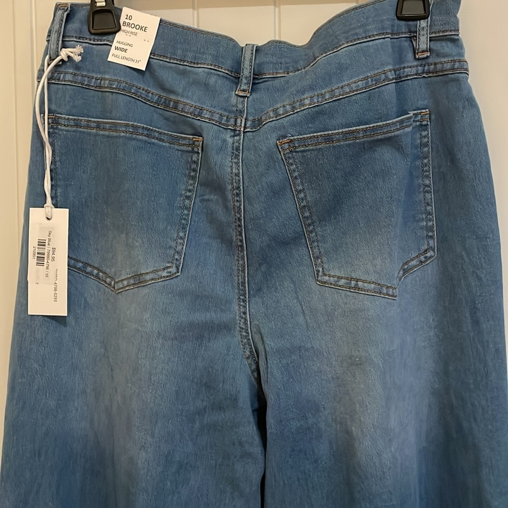 Tribal Jeans size 10 BROOKE high rise hugging wide full length 31” NWT - Picture 4 of 10